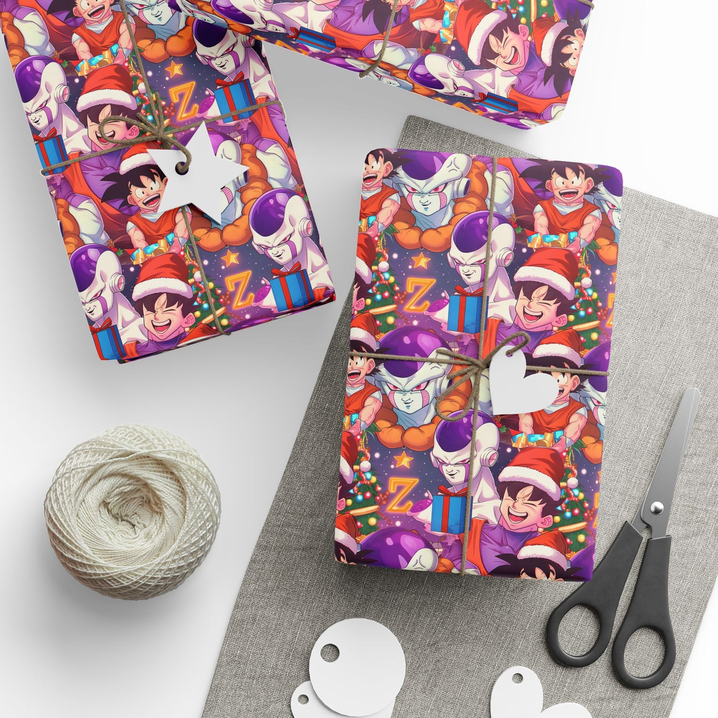 Anime Manga Dragonball Z San Goku Frieza Christmas Wrapping Papers, Holiday Gift Wrap, Gift for Kids, Unique Xmas Present, Festive Packaging