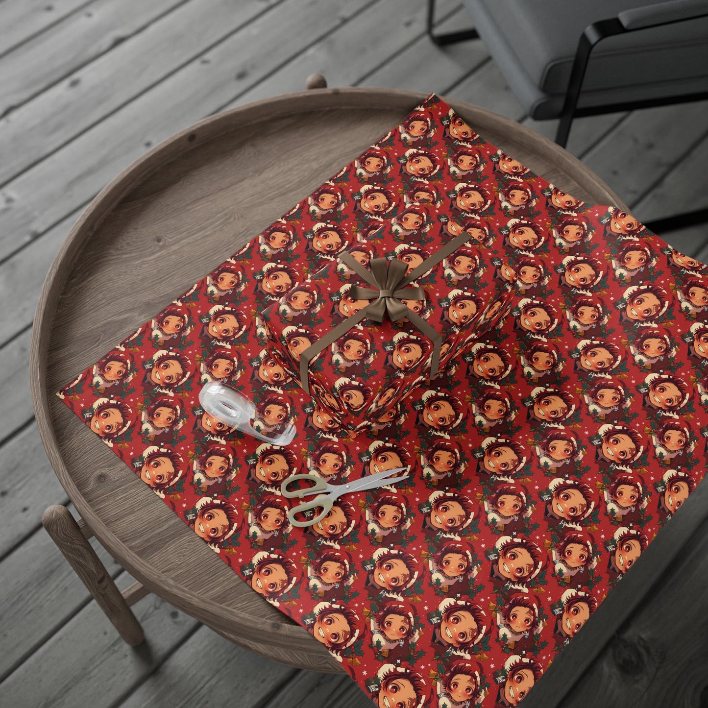 Demon Slayer Wrapping paper, Holiday Gift Wrap, Gift Wrap Christmas, Seasonal Gift Wrap, anime wrapping paper, red manga gift wrap