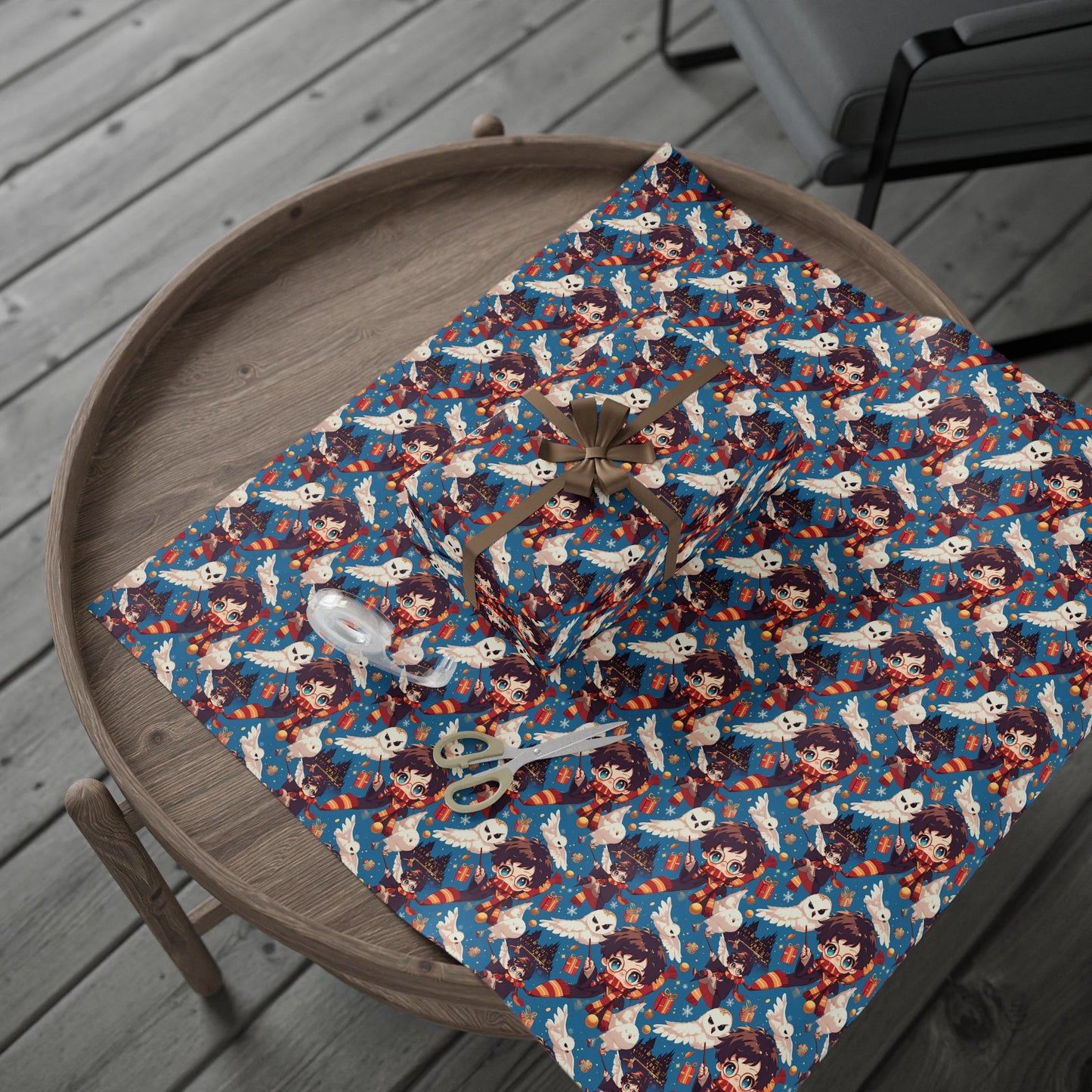Christmas Harry Potter Chibi Style Wrapping Papers - Gift for Hogwarts Fans, Holiday Gift Wrap, Wizarding World Decor, Magical Xmas Paper,
