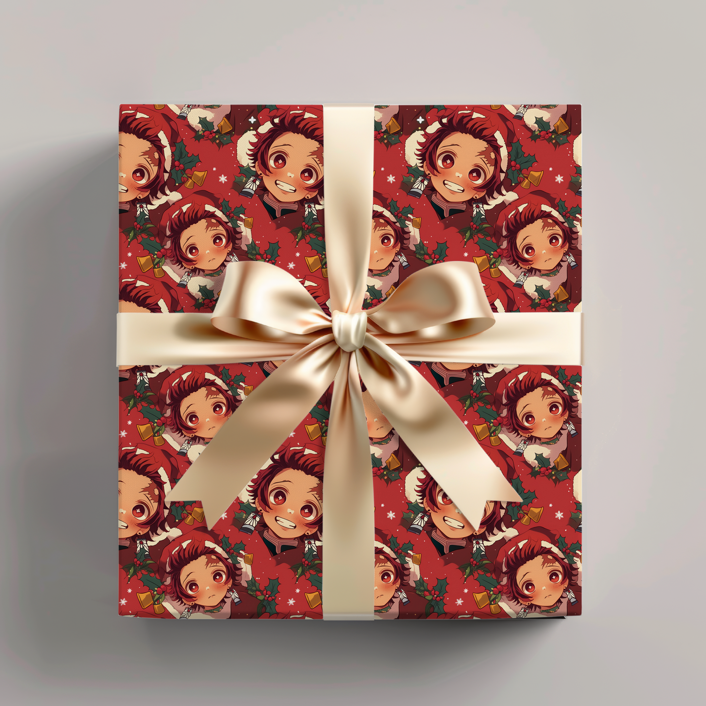 Demon Slayer Wrapping paper, Holiday Gift Wrap, Gift Wrap Christmas, Seasonal Gift Wrap, anime wrapping paper, red manga gift wrap