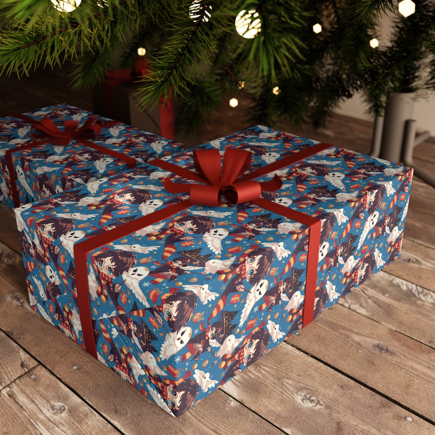 Christmas Harry Potter Chibi Style Wrapping Papers - Gift for Hogwarts Fans, Holiday Gift Wrap, Wizarding World Decor, Magical Xmas Paper,