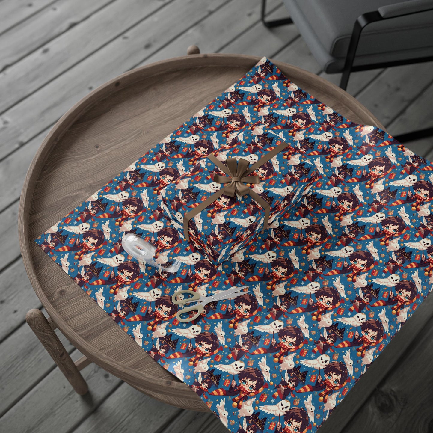 Christmas Harry Potter Chibi Style Wrapping Papers - Gift for Hogwarts Fans, Holiday Gift Wrap, Wizarding World Decor, Magical Xmas Paper,