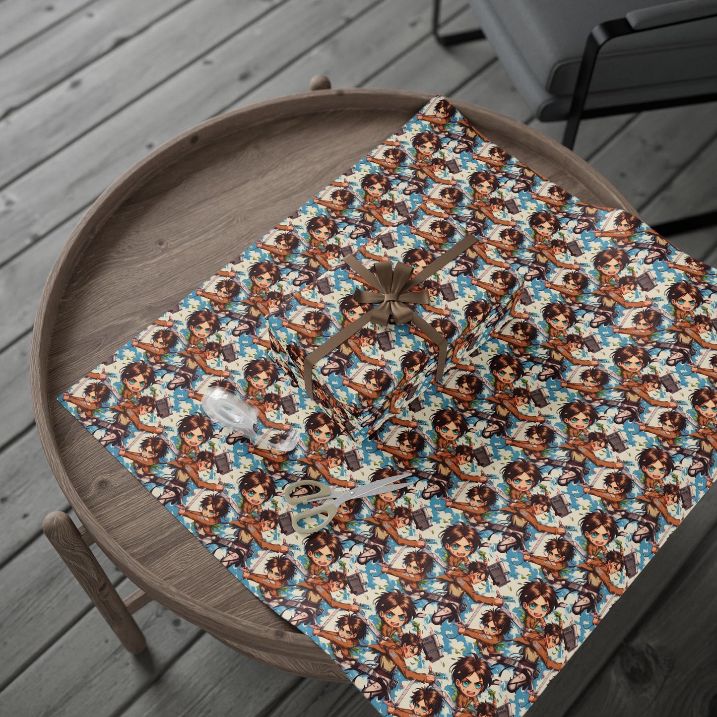 Attack on Titan Gift Wrapping Papers, Levi & Eren, Trendy AOT Anime Christmas Wrap, Anime Lover Holiday Packaging, Otaku Gift Wrap