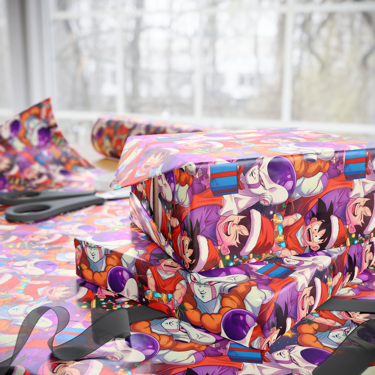 Anime Manga Dragonball Z San Goku Frieza Christmas Wrapping Papers, Holiday Gift Wrap, Gift for Kids, Unique Xmas Present, Festive Packaging
