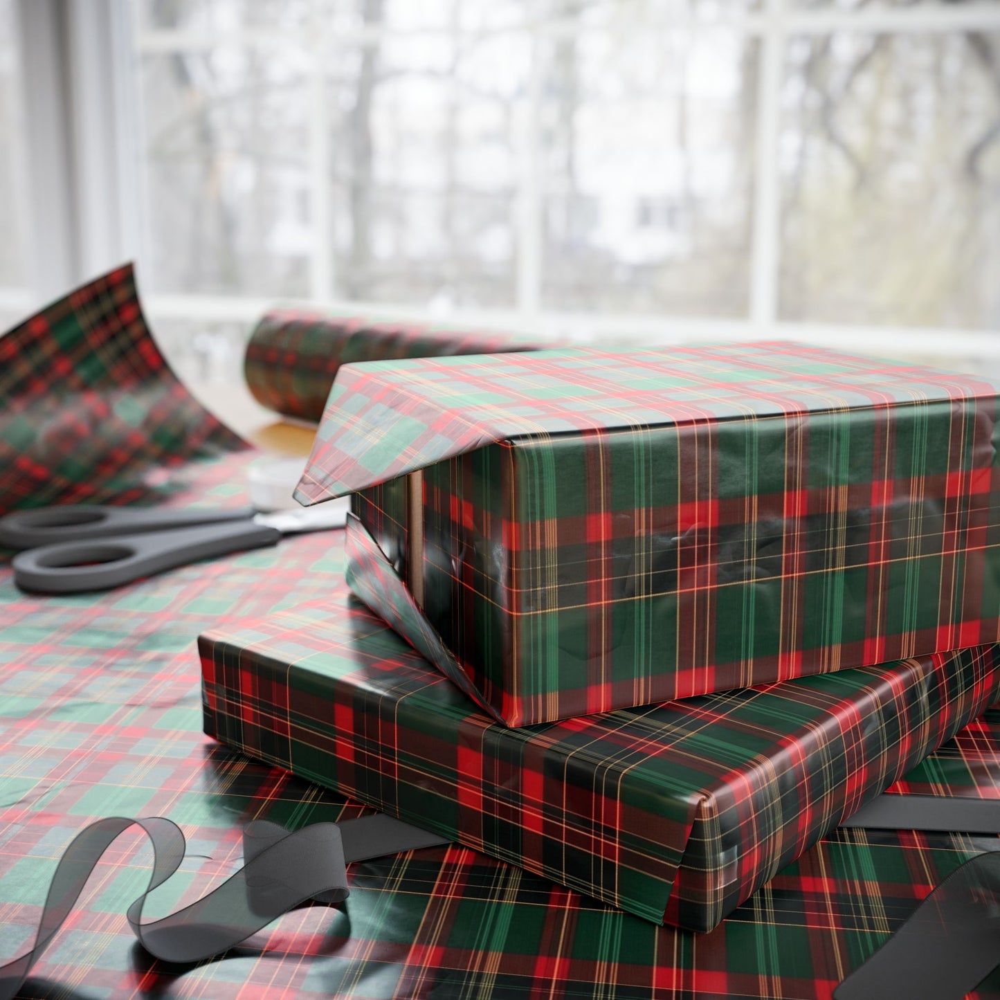Classic Christmas Plaid Wrapping Paper Holiday Gift Wrap Tartan Gift Wrap Red Christmas Gift Wrap Traditional Christmas Wrapping Paper Plaid