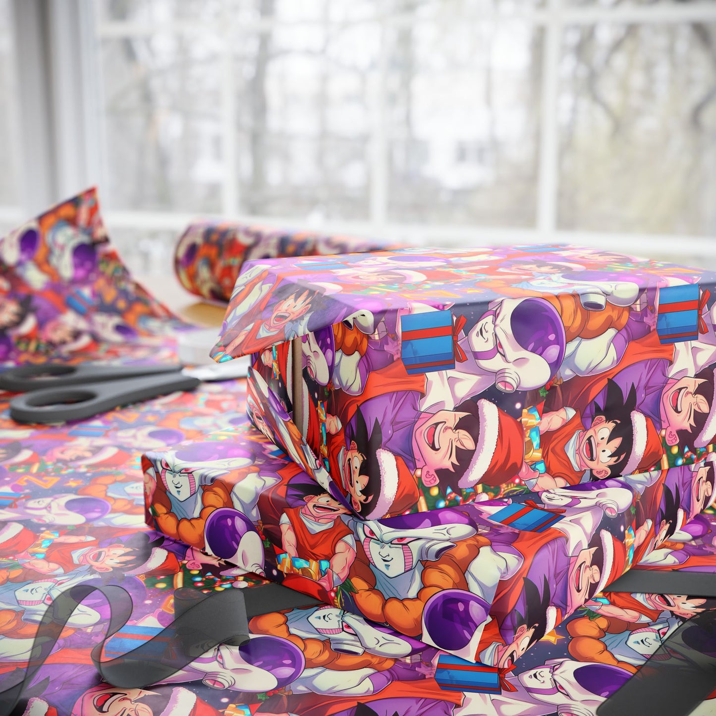 Anime Manga Dragonball Z San Goku Frieza Christmas Wrapping Papers, Holiday Gift Wrap, Gift for Kids, Unique Xmas Present, Festive Packaging