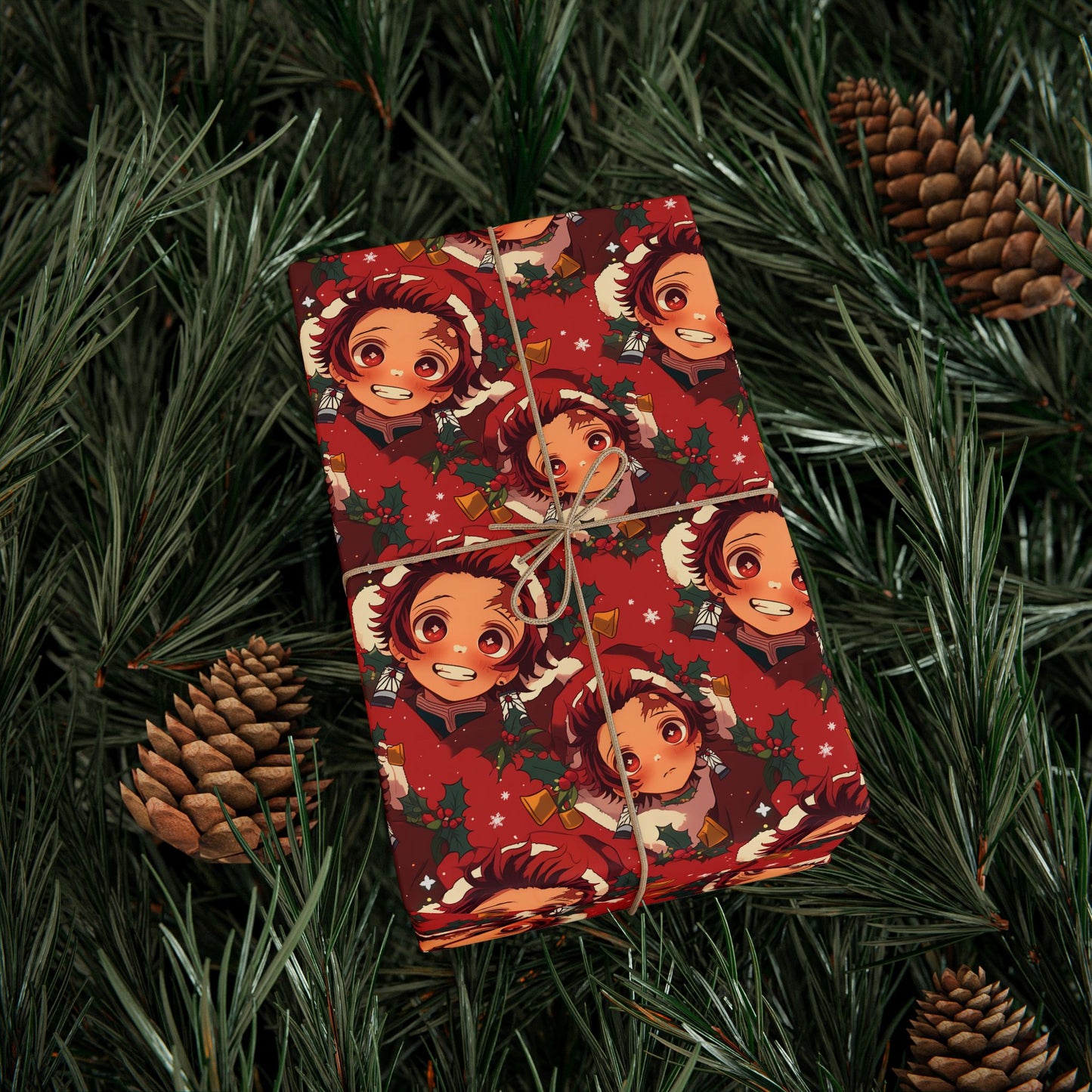 Demon Slayer Wrapping paper, Holiday Gift Wrap, Gift Wrap Christmas, Seasonal Gift Wrap, anime wrapping paper, red manga gift wrap