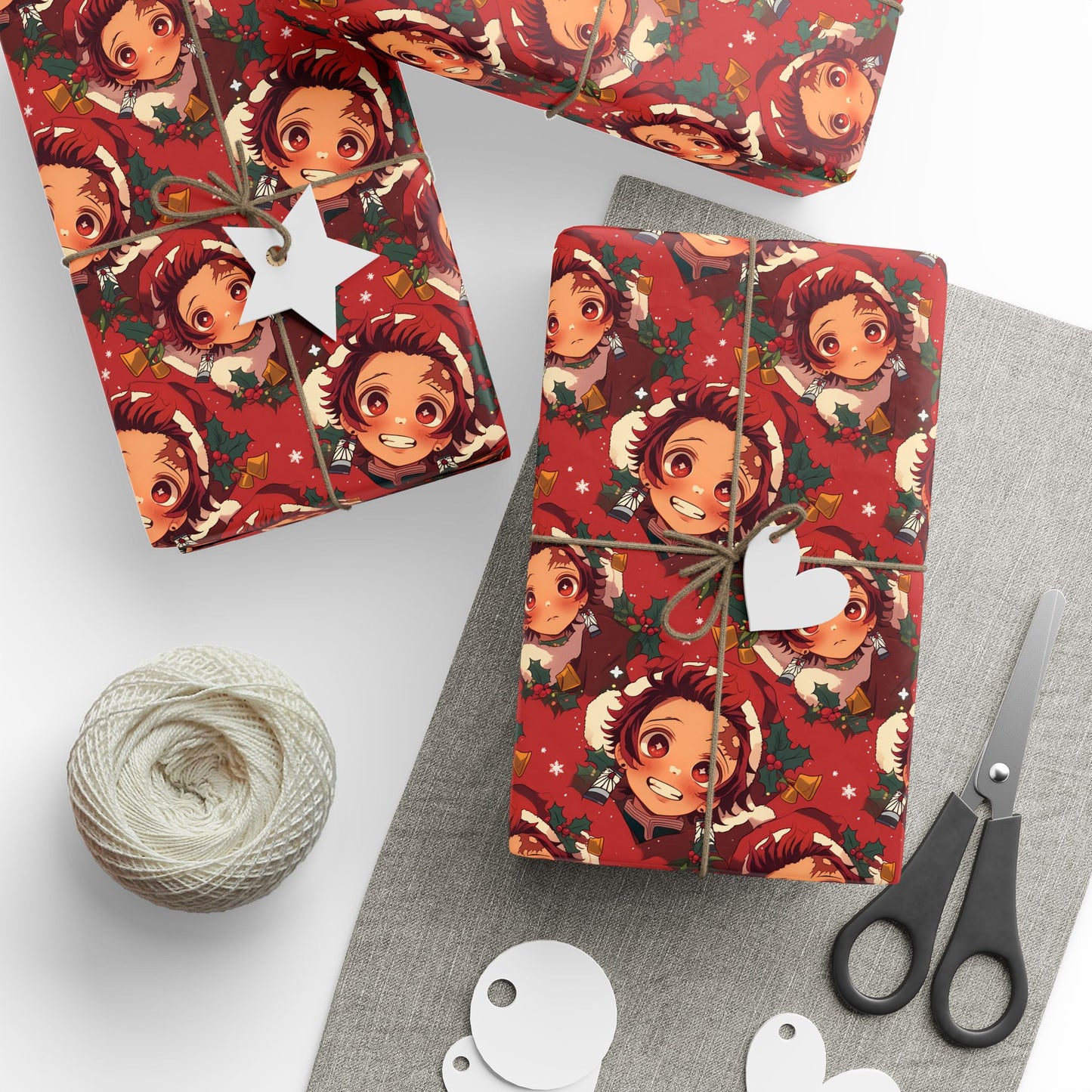 Demon Slayer Wrapping paper, Holiday Gift Wrap, Gift Wrap Christmas, Seasonal Gift Wrap, anime wrapping paper, red manga gift wrap