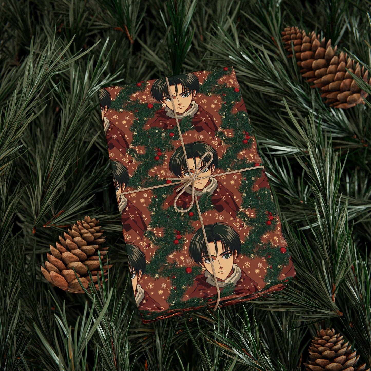 Anime Attack on Titan Gift Wrapping Papers, Levi & Eren, Trendy AOT Christmas Wrap, Anime Lover Holiday Packaging, Otaku Gift Wrap