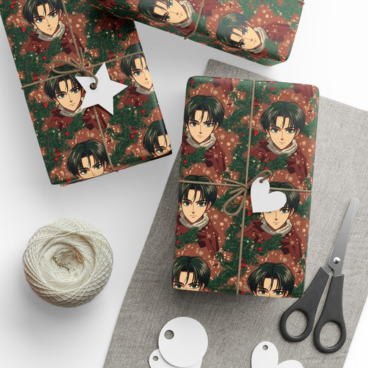 Anime Attack on Titan Gift Wrapping Papers, Levi & Eren, Trendy AOT Christmas Wrap, Anime Lover Holiday Packaging, Otaku Gift Wrap