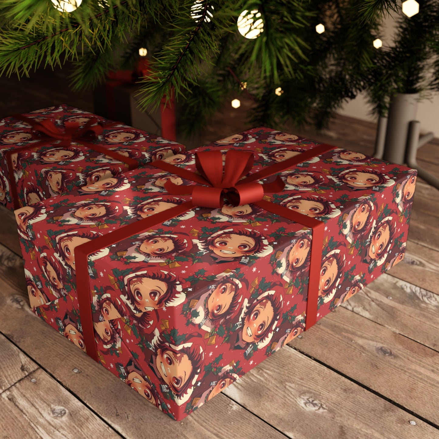 Demon Slayer Wrapping paper, Holiday Gift Wrap, Gift Wrap Christmas, Seasonal Gift Wrap, anime wrapping paper, red manga gift wrap