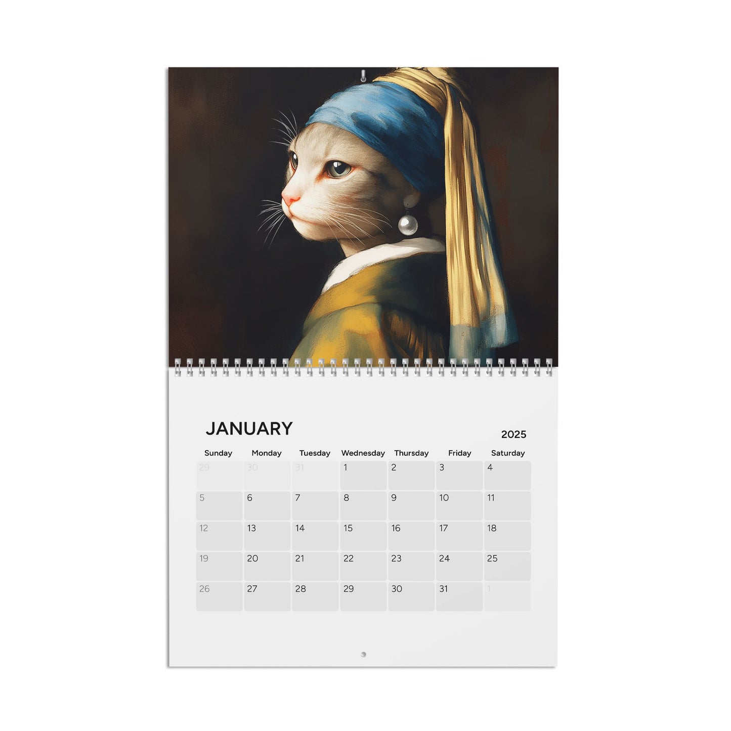 2025 Wall Calendar – Cat portrait - Cute & Stylish Decorative Planner