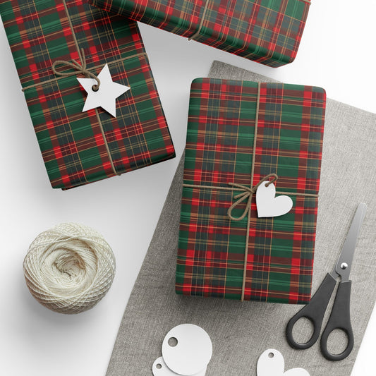 Classic Christmas Plaid Wrapping Paper Holiday Gift Wrap Tartan Gift Wrap Red Christmas Gift Wrap Traditional Christmas Wrapping Paper Plaid