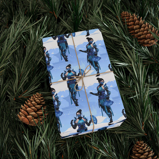 Gamer Wrapping Papers, kitana Mortal Kombat Xmas Gift Wrap, Video Game Lover Birthday Present, Snow winter Paper, Gaming Theme Holiday Wrap